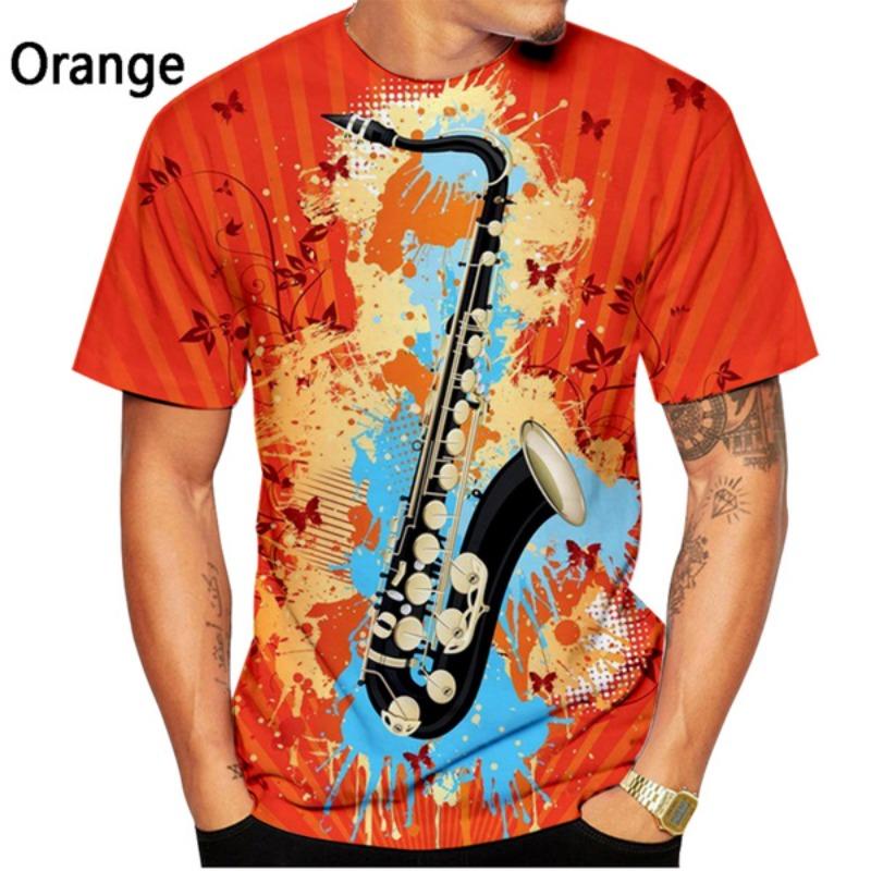 Saxofon Tričko Hip Hop Hudba 3D Tisk Tričko Pánské Dámské Letní Ležérní Tričko s Krátkým Rukávem Topy