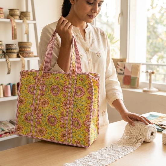 Shoulder Bag usalover925 Multicolor Quilted Cotton Hand Printed Shoulder Bags 148