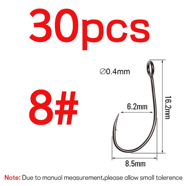 Bimoo 30PCS Black Nickel Big Eye FishHooks High Carbon Steel Fly Fishing Tying Hooks Minin Spoon Lure Barbed Hooks