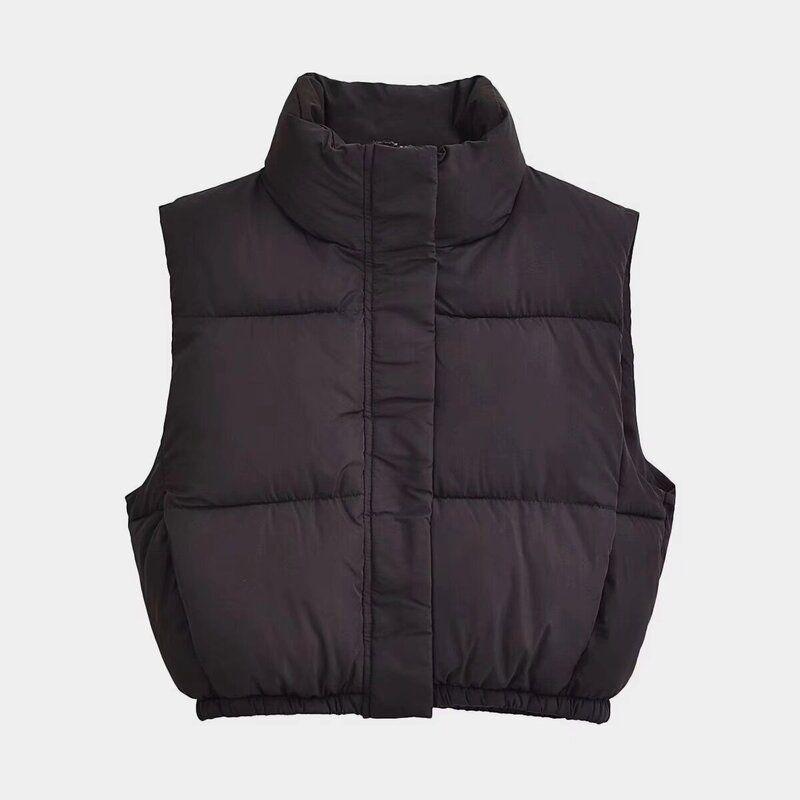 Fashion Style 2024 Fall and Winter New Arrival Women's Clothing Sleeveless Versatile Slim Looking Two-Color Adhesive Cotton Vest 1255824811