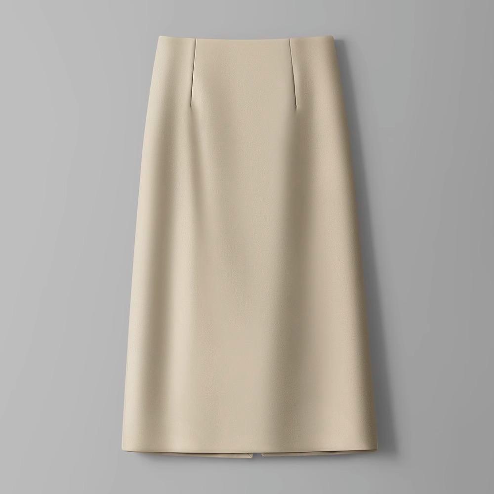 2025 Women's High Waist Slimming Midi Skirt - Spring/Autumn Bodycon with Slit