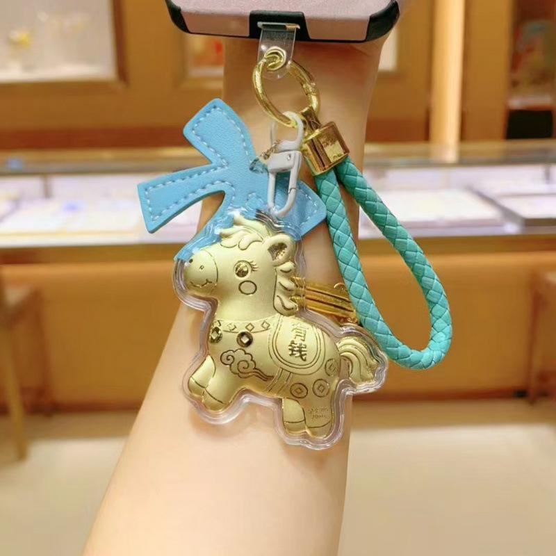 999 Pure Gold Instant Wealth Keychain & Gift Set: Gold Bag Charm & Phone Strap for Girlfriend