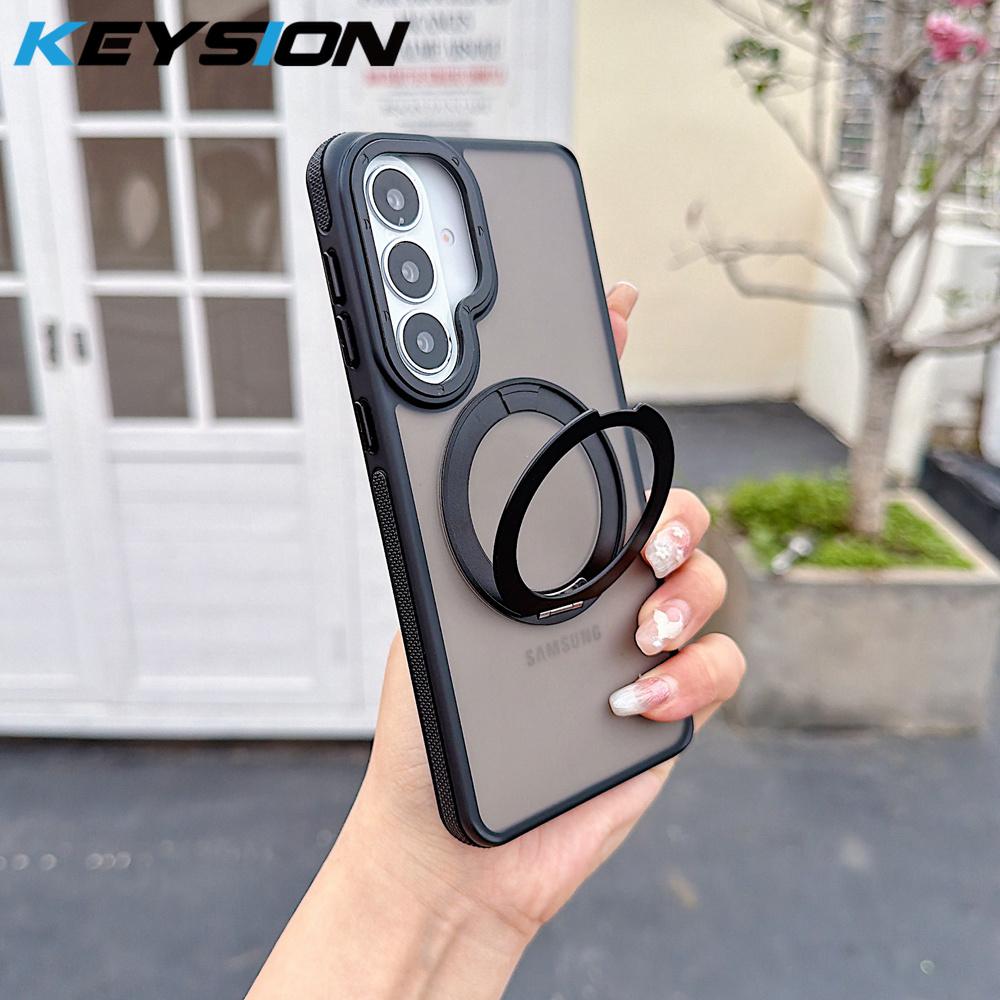 KEYSION Custodia Magnetica Traslucida Opaca per Telefono per Samsung Galaxy S25 S26 Ultra 5G S26+ Supporto ad Anello Rotante a 360° Copertura Antiurto