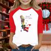 Tops For Youth Girls 4-16 Years Round Neck 3/4 Sleeves T-Shirts Trendy Tops Outfit Tees Christmas Day