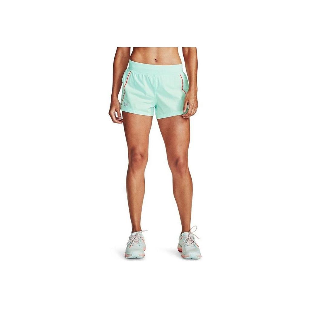 Under Armour Solid Color Logo Reflective Breathable Fitness Running Training Shorts Women Shorts Green 1342856-403