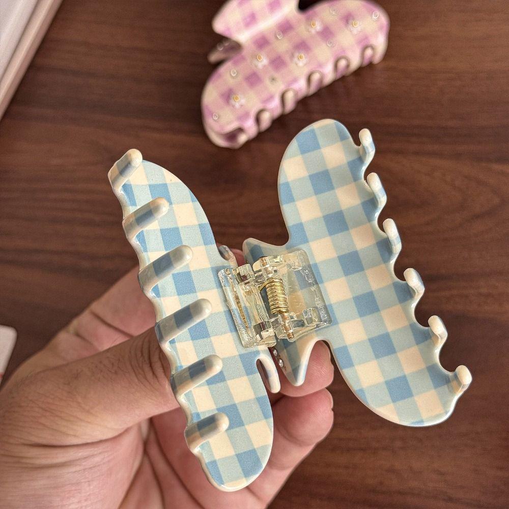 Diamond-Studded Hair Clip Butterfly Shape Shark Clip Fashion Acetate Hair Claw  Back-Head Updos