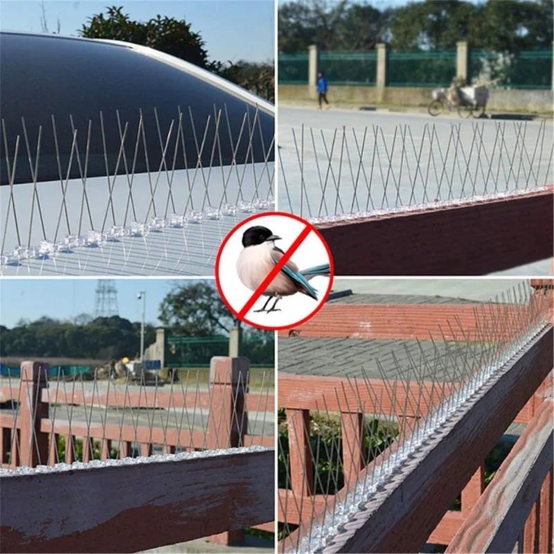 Stainless Steel Bird Repeller Pigeon Spikes Deterrent Wire Spikes Anti Bird Pigeon Squirrel Cat Repellent for Garden Fence Roof