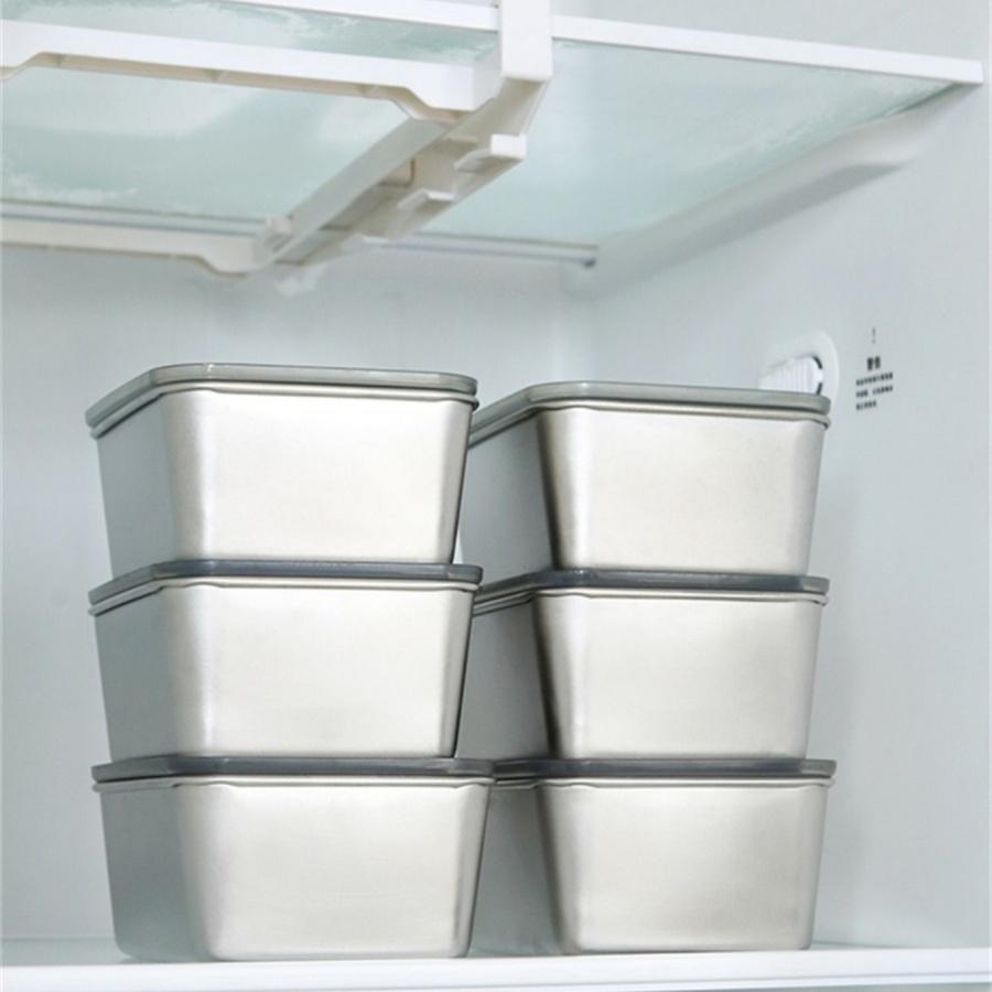 Stainless Steel Food Storage Container with Silicone Lid Sealed Lunch Box for Daily Meals Portable Refrigerator Organizer
