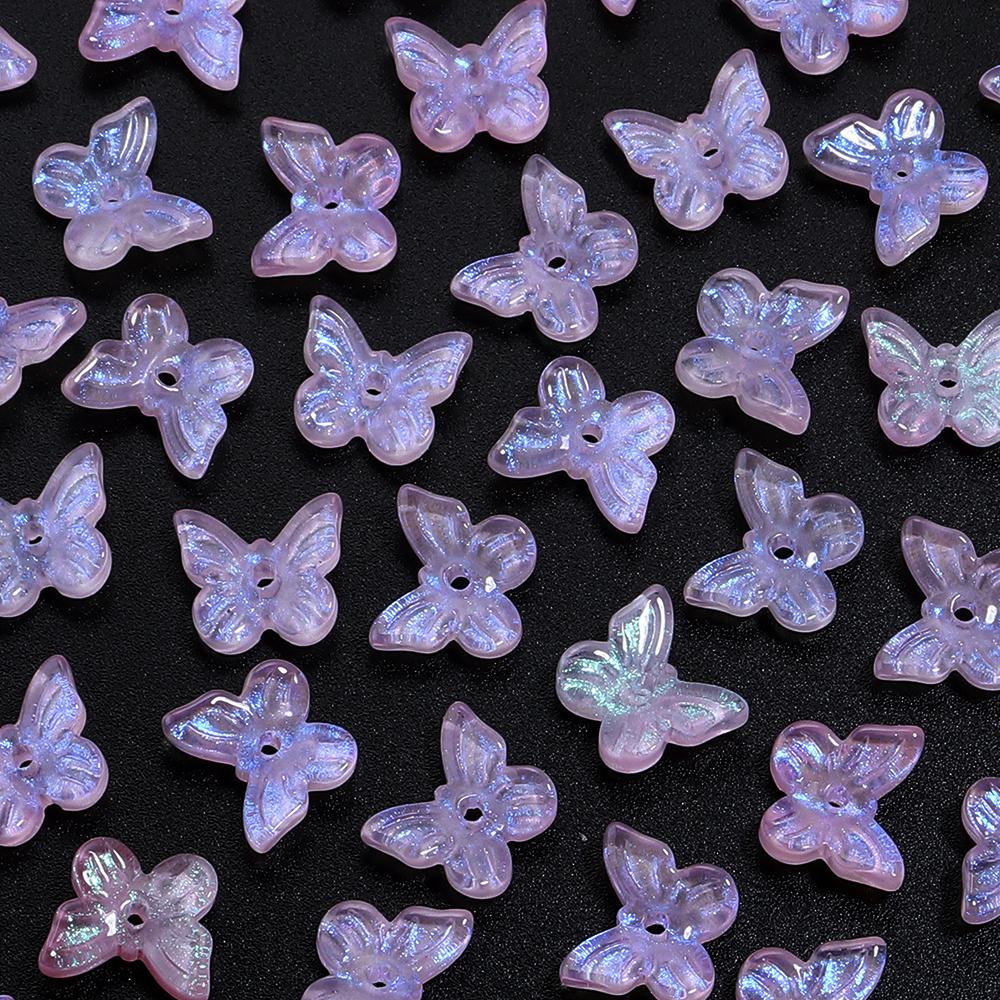 50pcs/lot Colorful Butterfly Czech Glass Beads Lampwork Spacer Beads For Jewelry Making DIY Bracelet Clothing Headwear Findings