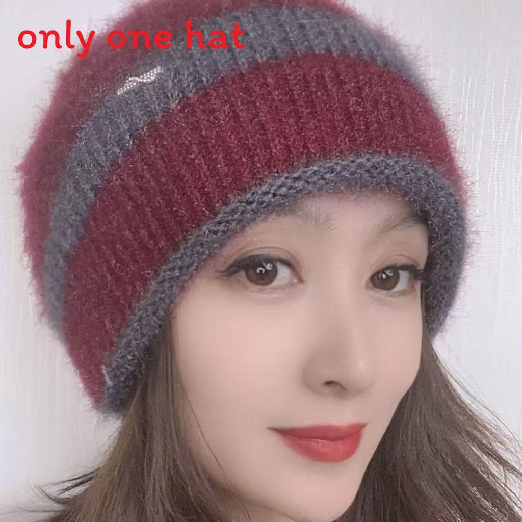 Womens Fashionable Double Pile Knitted Hat With No Brim Warm Headwear For Cold Seasons