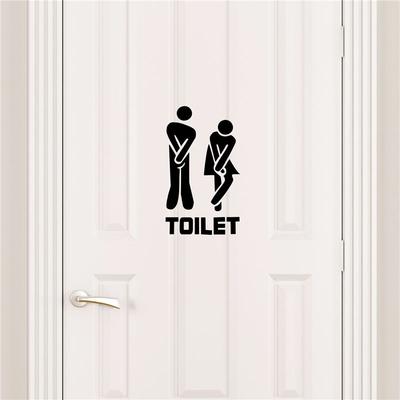ABBY-1 Piece Funny Pictures Toilet Door Removable Art DIY Door Accessories Vinyl Sticker Mural For Toilet