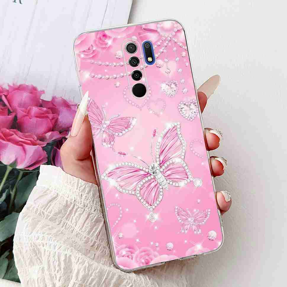 For Xiaomi Redmi 9 9A Case M2004J19AG Luxury Pearl Flowers Soft Silicone TPU Cover For Redmi 9A M2006C3LG Phone Protective Case
