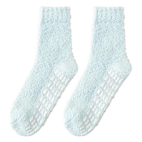1 Pair Non-Slip Fuzzy Cozy Socks Super Soft Non-Fading Cold Protection Winter Warm Fluffy Sleep Socks for Women
