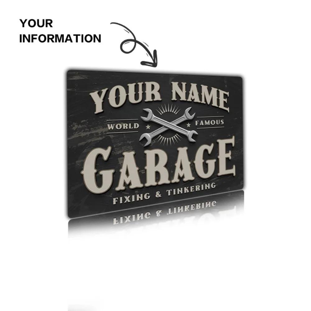 Custom 8x12 Inch Metal Garage Sign Personalized Name & Logo DIY Wall Decor Gift