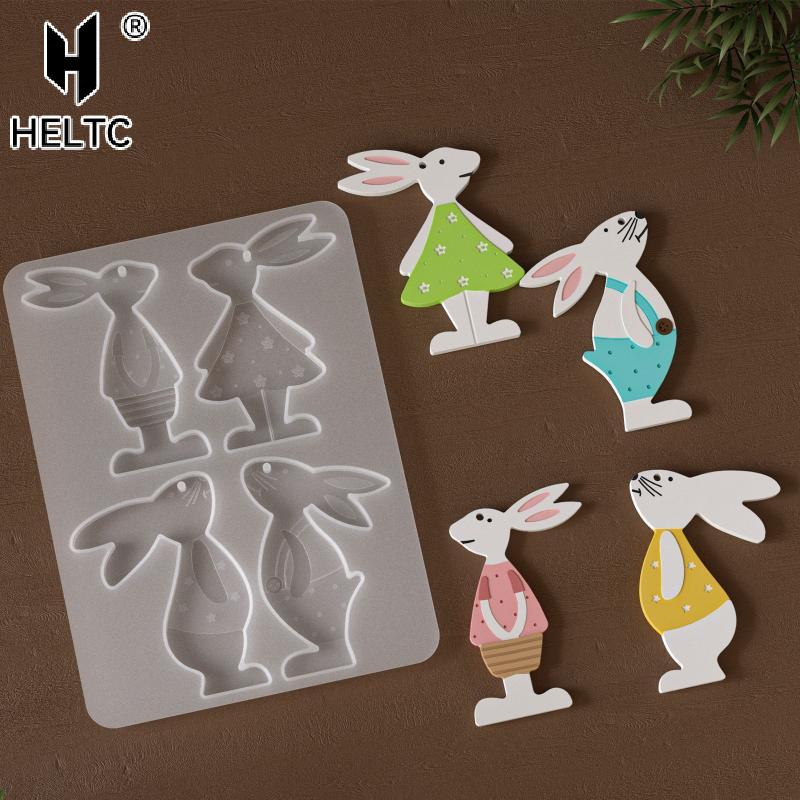 3D Easter Bunny Ornament Silicone Mold DIY Egg Mushroom Shapes Pendant Mould Cute Rabbit Resin Plaster Casting Molds Home Decor