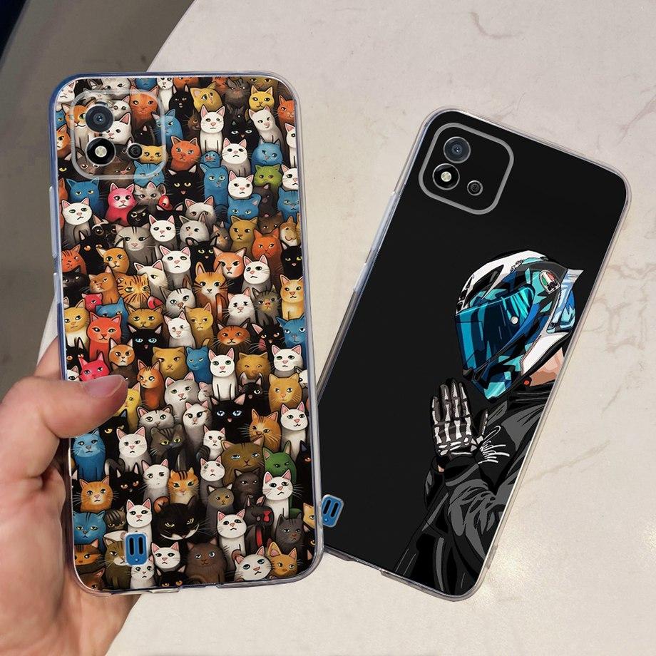 For Realme C11 2021 Clear Soft TPU Silicone Phone Back Cover For Realme RMX3231 C 11 RealmeC11 Funda Cool Dragon Cat Capa Bumper