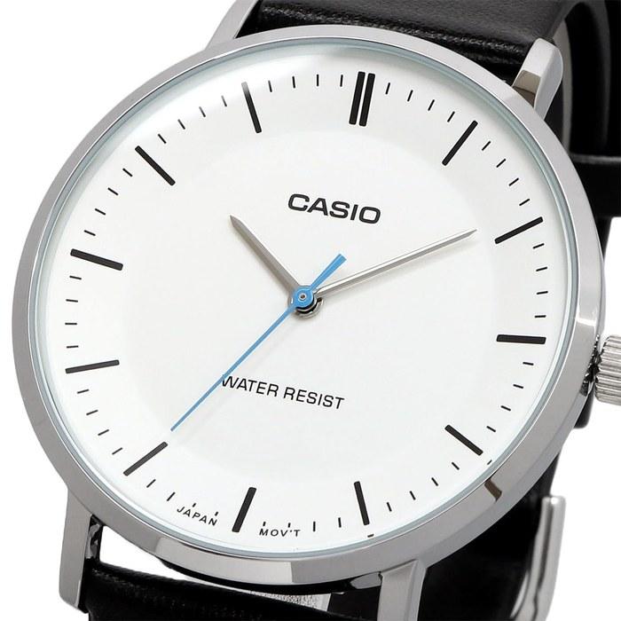 Casio Quartz Men's Watch MTP-VT04L-7E White X Black Leather Band