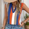 Summer Basic Shirt Top with Colorful Striped V-neck Shirt Blouses & Shirts