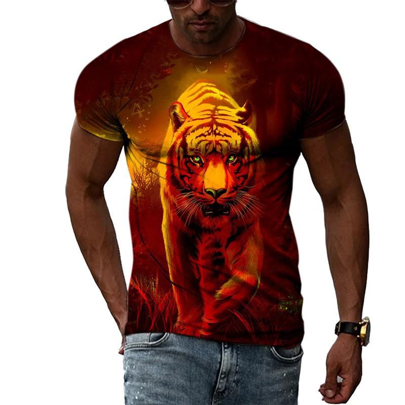Summer Men's Short Sleeved Tees 3D Effect Stylish Men's Round Neck T-shirt Breathable Trendy Top