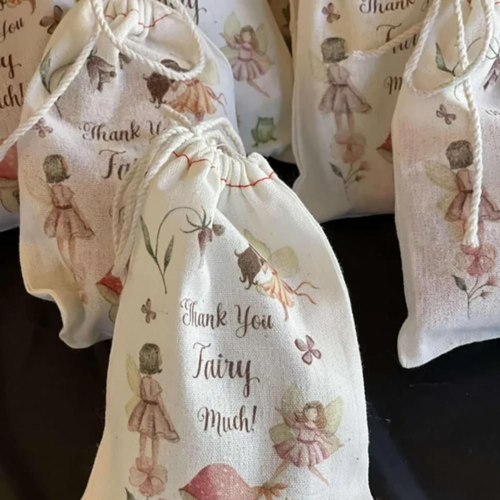 5Pcs Personalized Fairy Birthday Gift Party Favor Bag Drawstring Gift Bags Wedding Bachelorette Baby Shower Birthday Party Favor