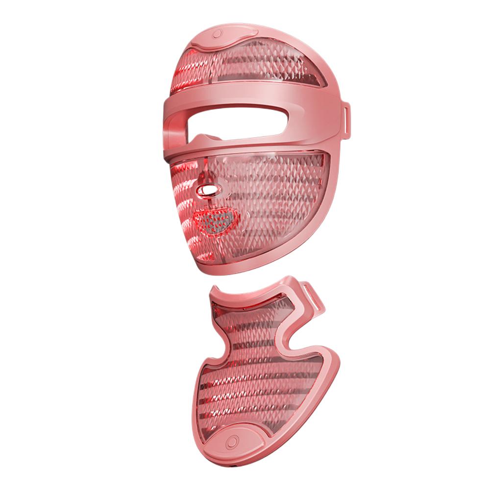 Wireless 7 Color LED Mask With Neck 222LEDs Light Photon Mask Improves Fine Lines Lighten Spots Rechargeable Neck Face Care