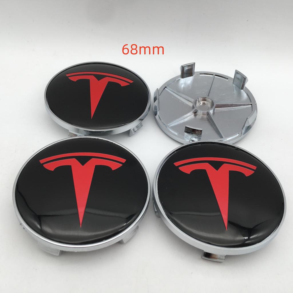 ALY1 4pcs 56mm 60mm 68mm For Tesla Model 3 Model Y Model S X Car Emblem Wheel Hub Center Cap Badge Covers Decals Styling Accessories
