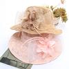 Spring And Summer Lace Mesh Pot Hat Flower Big Edge Sun Hat Women'S Outdoor Sun Protection Sun Hat