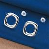 925 Sterling Silver Delicate Square Earrings, Stylish Women's Wedding Party Gift, Elegant Jewelry