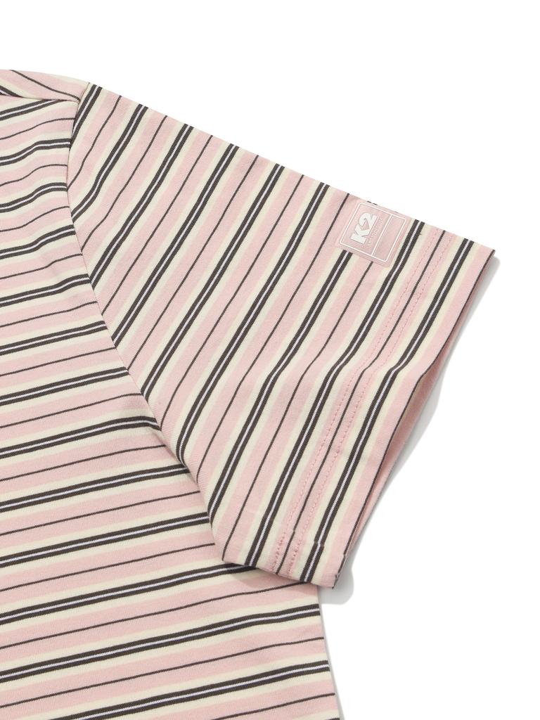 K2 For:Rest Striped Short Sleeve T-Shirt W_Light Pink