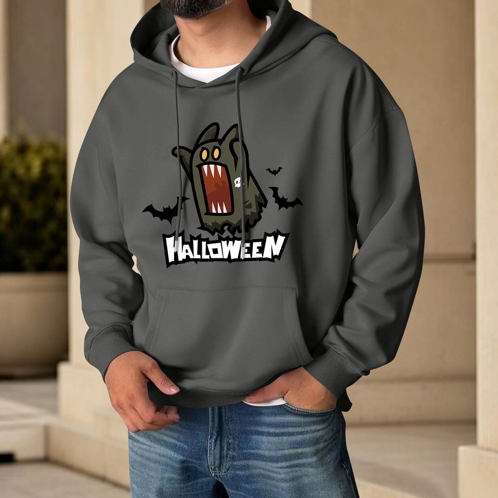 Men's Halloween Print Hoodie with Pockets Long Sleeve Casual Pullover