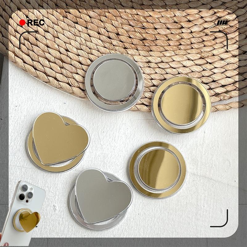 Mirror Phone Airbag Stand - Multi-Shape Makeup Mirror + Desktop Support All-in-One Accessory with Magnetic Design