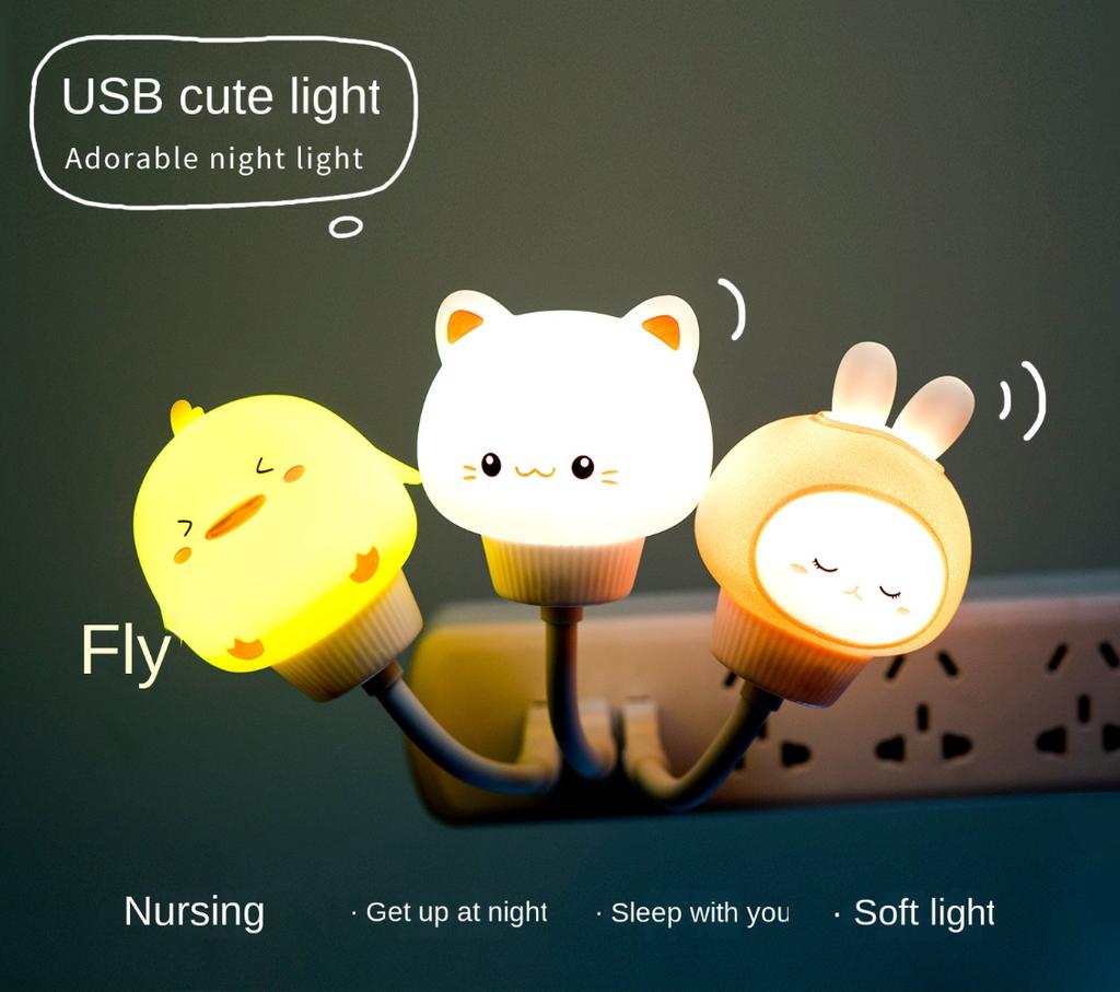 USB Cartoon Cute Night Light With Remote DC 5V Control Babies Bedroom Decorative Feeding Light Bedside Tabe Lamp Apply To Laptop