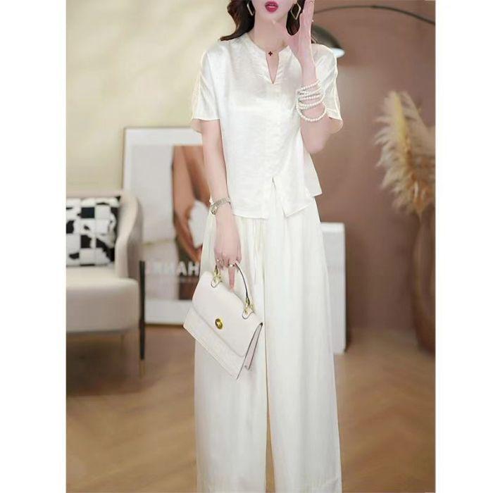 

Шикарный летний женский костюм-двойка с разрезом спереди - Модный и элегантный наряд в стиле легкой роскоши L (Recommended 100-110 lbs) абрикосовый