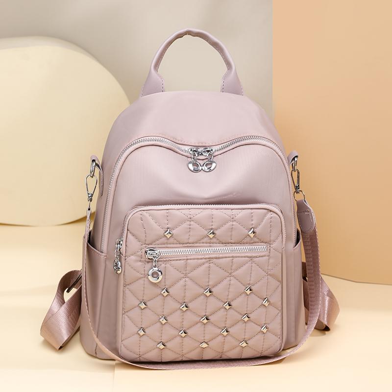 Rhomboid Rivet Backpack Women's Travel Bag Large Capacity Backpack