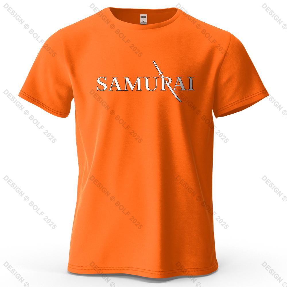 Samurai Sword Sharp Printed Men's T-Shirt 100% Cotton Oversized Martial Arts Fashion Graphic Tees for Women Tops Tees Streetwear