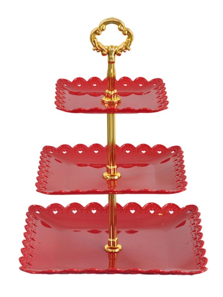 Europäischer dreischichtiger Tortenständer Hochzeitsfeier Desserttisch Süßigkeiten Obstteller Kuchen Selbsthilfe Display Home Tischdekoration Tabletts