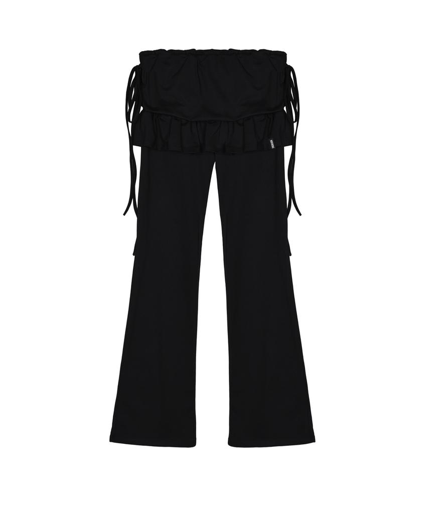 Nigaennikol Layered Ruffle Skirt Pants_Black