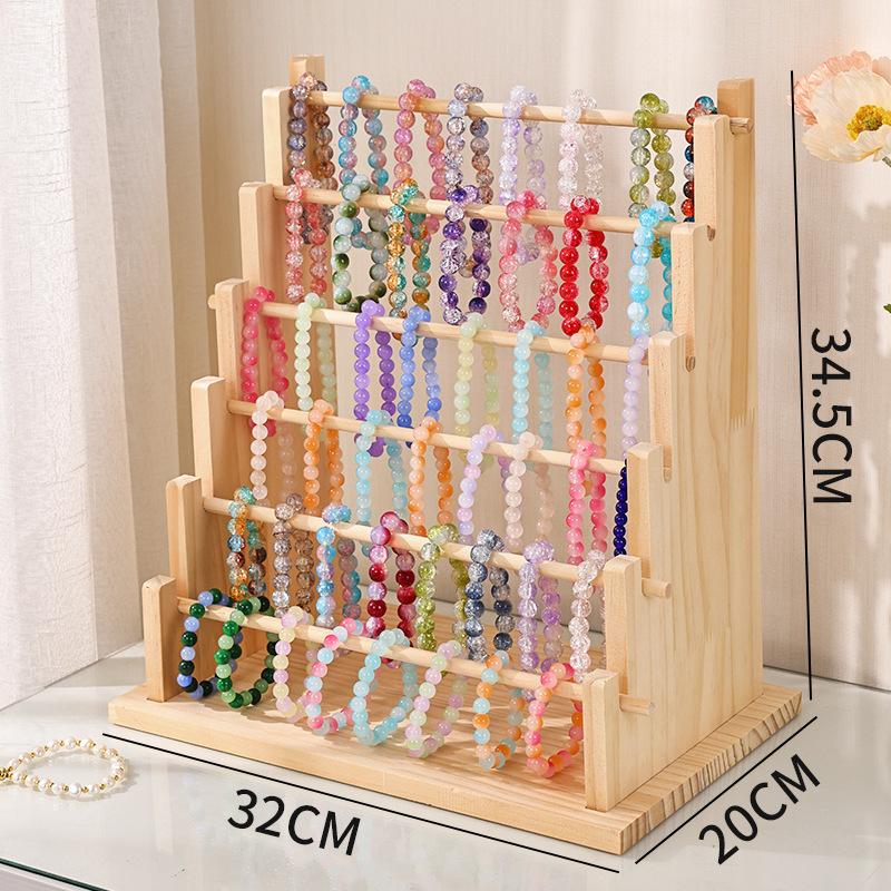 Wooden Ribbon Organizer Storage Display Stand Portable Tabletop Organizer Ribbon Spool Holder Rack for Home Cake Wrapping Gift