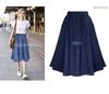 European & American Plus Size Women's Elastic Waist A-Line Denim Skirt