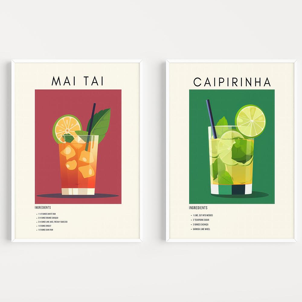 Cocktail Mai Tai Caipirinha Cin & Tonic Bar Vintage Wall Art Canvas Painting Nordic Posters And Prints Picture For Kitchen Decor