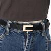 Vintage Korean Waist Strap Thin Waistband Trouser Dress Decoration Leather Belt Metal  Buckle