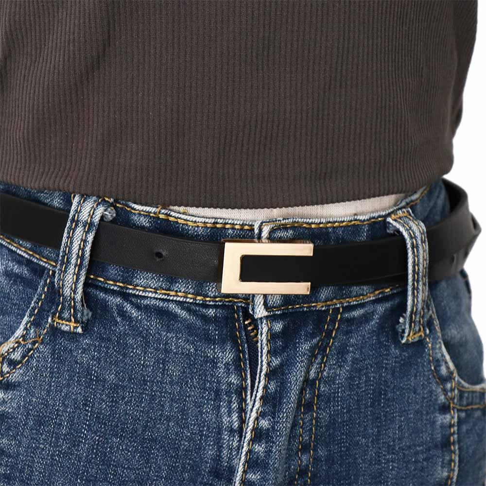 Vintage Korean Waist Strap Thin Waistband Trouser Dress Decoration Leather Belt Metal  Buckle