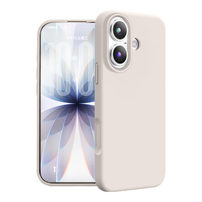 Premium Feel Silicone Liquid Skin Ultra-Thin Shockproof Protective Case with Lens Protection for iPhone 17 - White