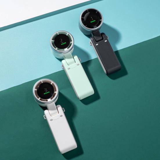 Personal Cooling Fan Digital Display Strong Airflow Low Noise Hand-held Folding High-speed Turbo Fan Hanging Neck Fan