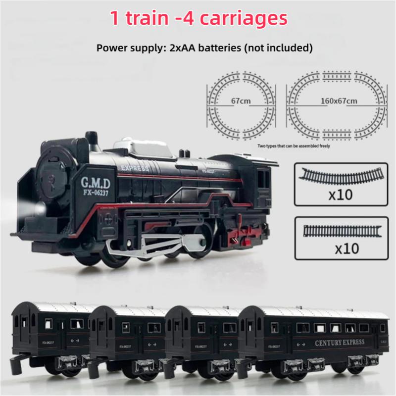 Electric Train Set with Lights Locomotive Train Model with Passenger Coach/Cargo Car & Tracks Birthday Christmas Gifts for Kids