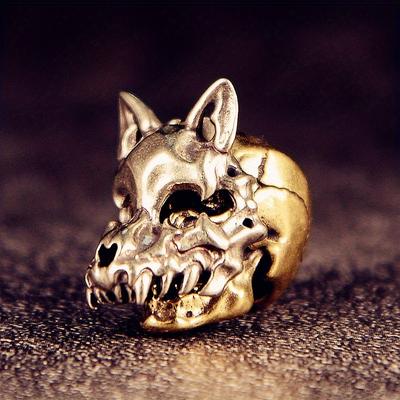 Openable Wolf Face Mask Skeleton Head Brass Knife Beads Outdoor EDC DIY Woven Lanyard Pendants Accessories Punk Charms
