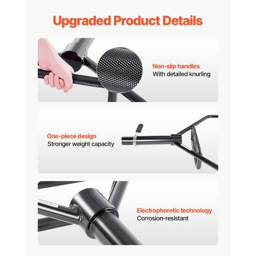 VEVOR Trap Bar Hex Bar, 50mm Hex Barbell, 360 kg Capacity Shrug Bars with Knurled Grips, Weightlifting and Strength Training Equipment