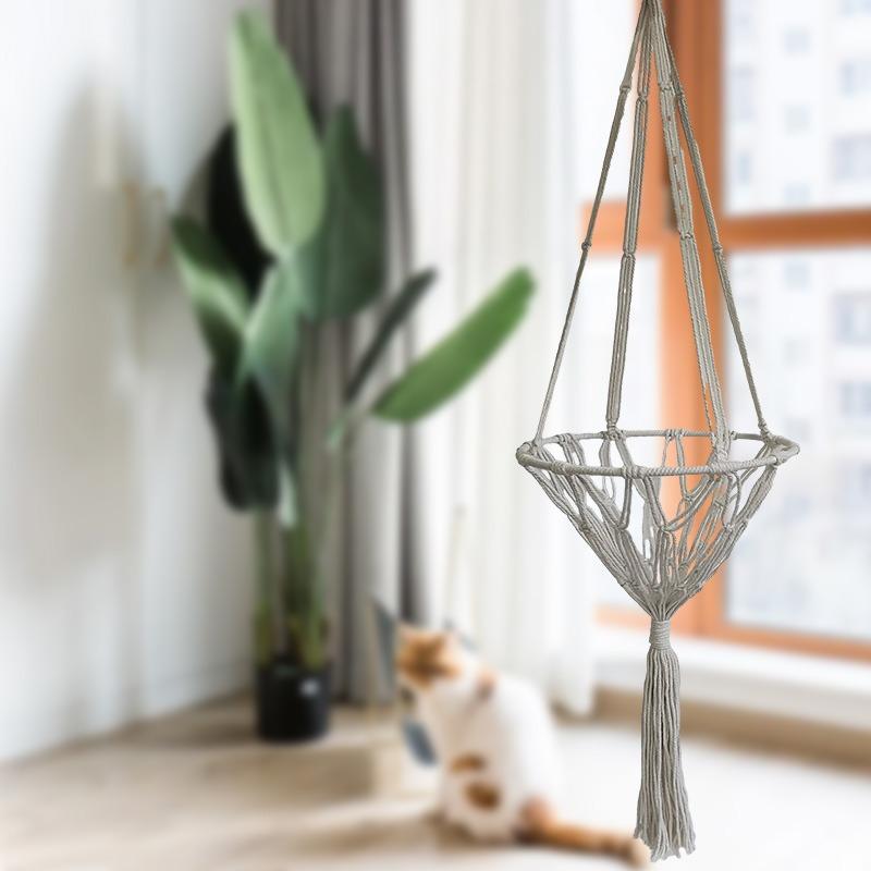 Hand Woven Cat Hanging Basket Pet Hammock Cat Swing Summer Pet Cooling Net Pocket Hanging Cat Nest