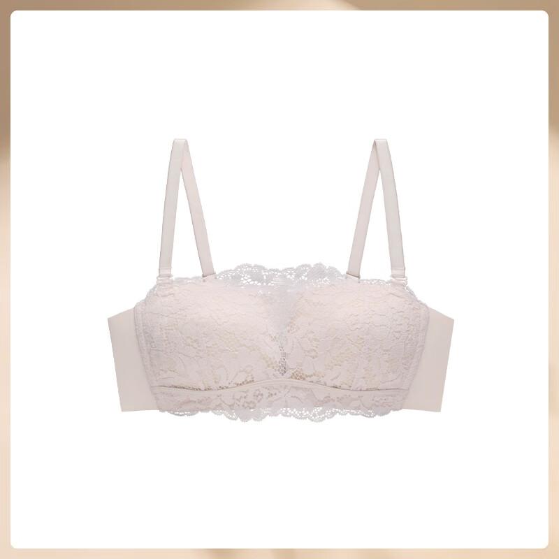 Maniform French Lace Strapless Bra Sexy Comfortable Wireless Bra Removable Straps Breathable Lightweight Push-Up