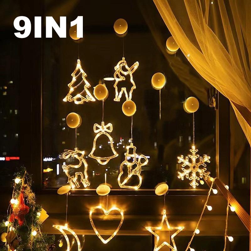 Christmas LED Light Snowflake Santa Hanging Sucker Lamp Window Ornaments Decoration for Home Xmas Navidad 2025 New Year Decor